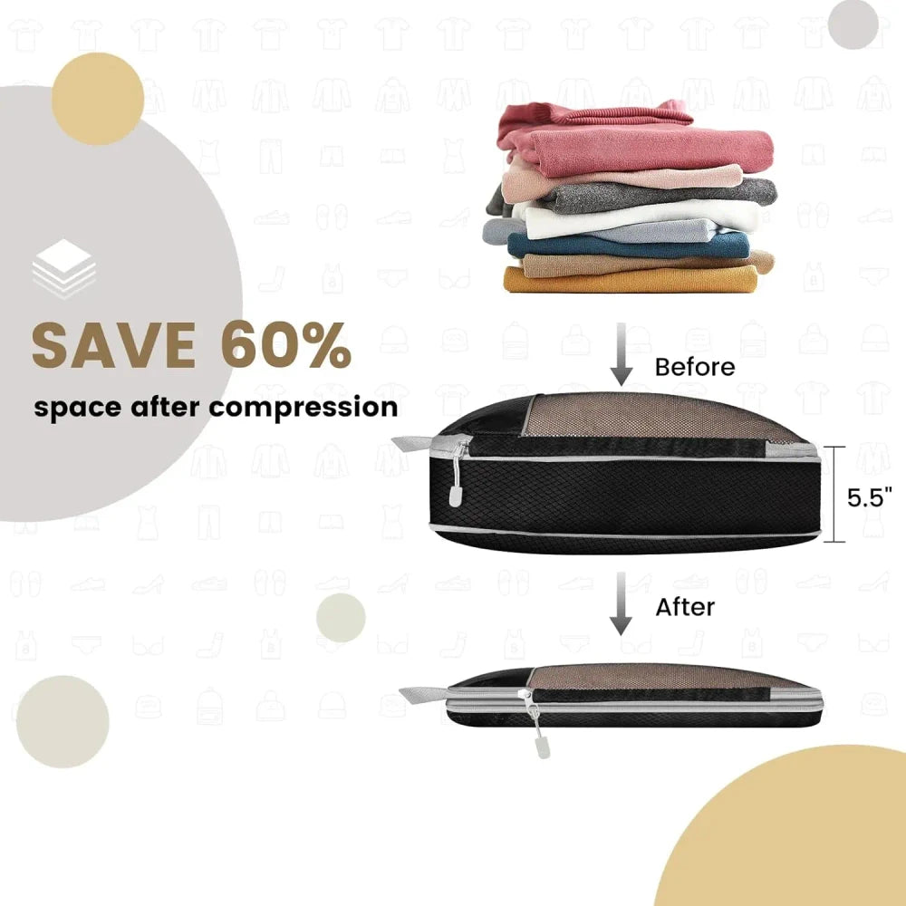 Travel Compressed Packing Cubes Storage Organizer Set
