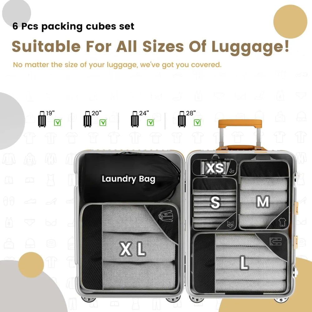 Travel Compressed Packing Cubes Storage Organizer Set