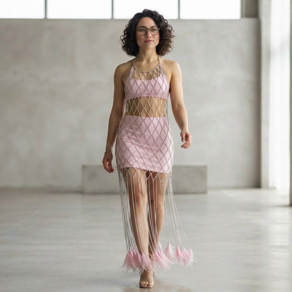 The Diamond Muse Crystal Mesh Dress